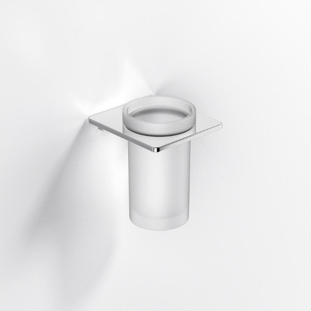 Close up product image of the Origins Living S Cube Chrome Tumbler Holder